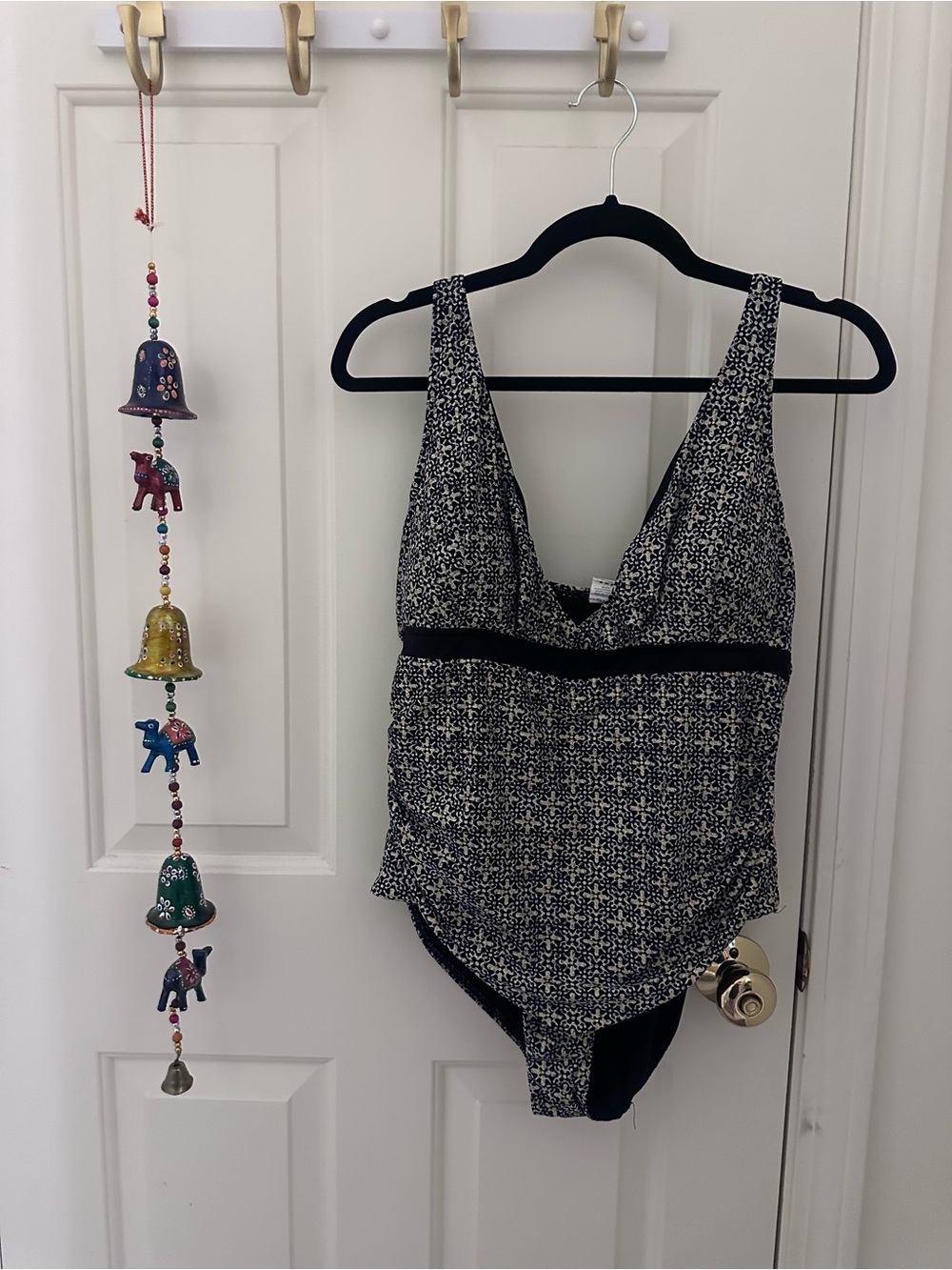 Nip Tuck Gold and Black One Piece Bathing Suit size 12